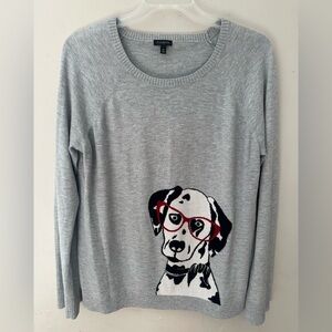 Talbots Gray Sweater with Dog Print
